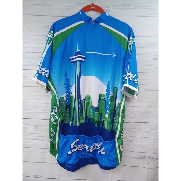 Canari Cycling Jersey Mens XXL Seattle Space Needle Emerald City NWT $70 - Picture 3 of 10